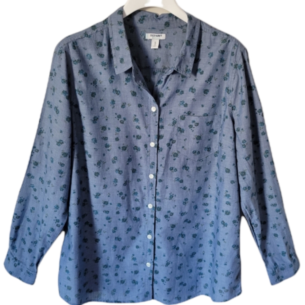 Old Navy Button-down Blue Floral size XL